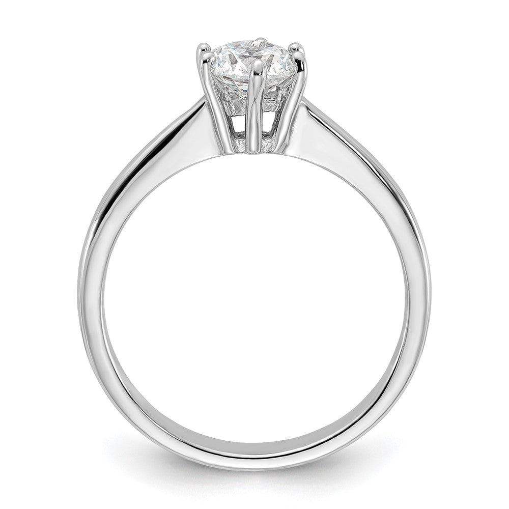 Sterling Silver Rhodium-plated 5mm Round CZ 6-prong Engagement Ring