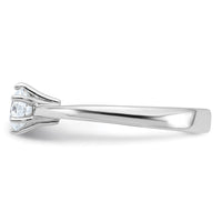 Sterling Silver Rhodium-plated 5mm Round CZ 6-prong Engagement Ring