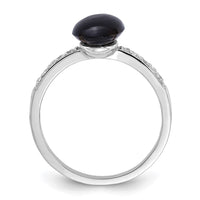 Sterling Silver Rhodium-plated Onyx and .2WT White Topaz Ring