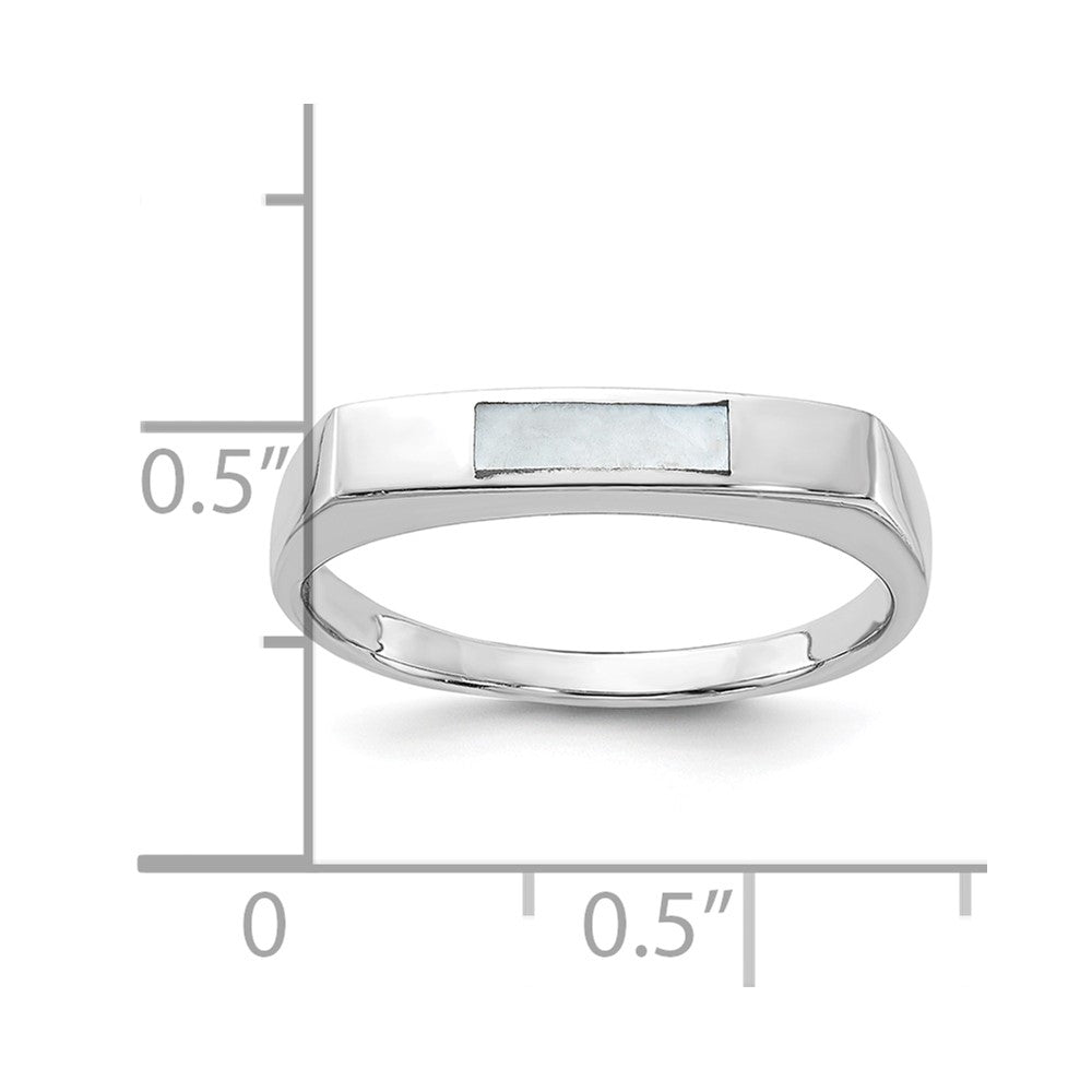 Sterling Silver Rhodium-plated Mother of Pearl Inlay Ring