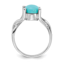 Sterling Silver Rhodium-Plated Polished Imitation Turquoise Ring