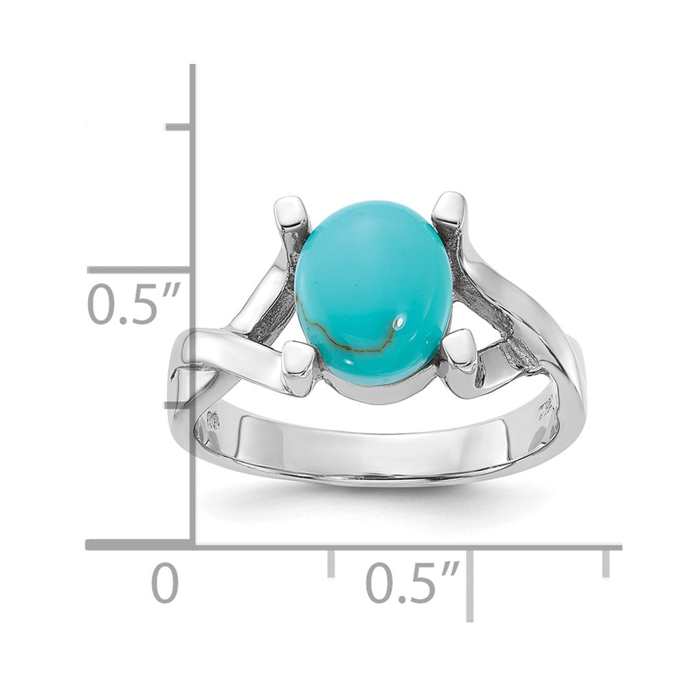 Sterling Silver Rhodium-Plated Polished Imitation Turquoise Ring