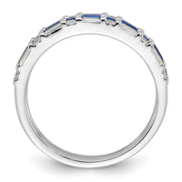 Sterling Silver Rhodium-plated Blue and White CZ 3 Ring Set