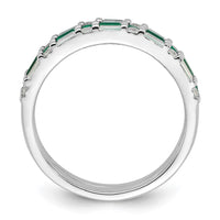 Sterling Silver Rhodium-plated Green and White CZ 3 Ring Set