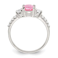 Sterling Silver Polished Pink and White CZ Ring