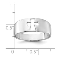 Sterling Silver Rhodium-plated Polished Cut-out Cross Ring