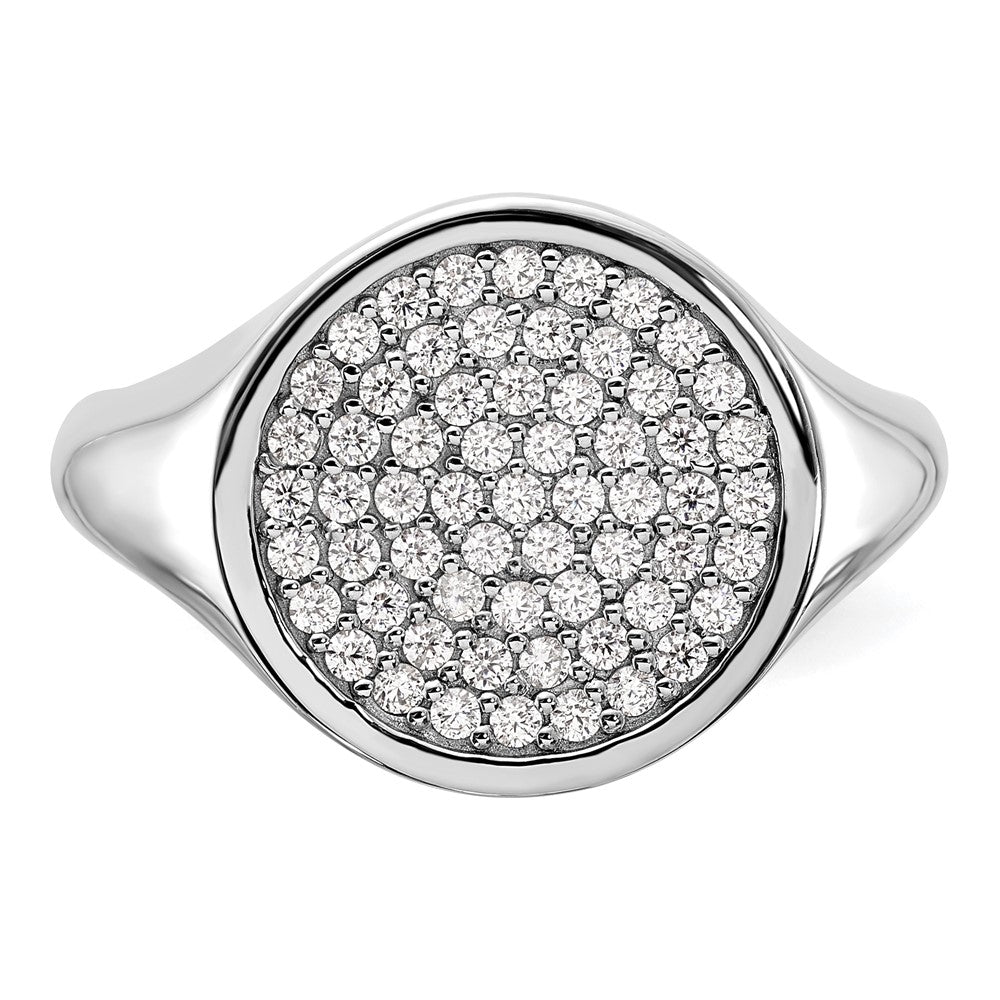 Sterling Silver Rhodium-plated Polished CZ Fashion Men's Ring