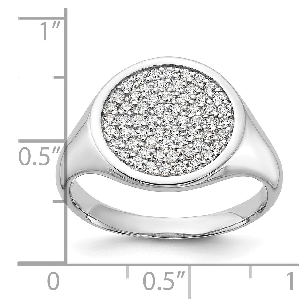 Sterling Silver Rhodium-plated Polished CZ Fashion Men's Ring