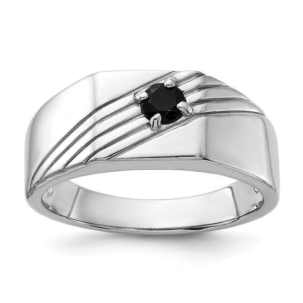 Sterling Silver Rhodium-plated Black Onyx Signet Men's Ring