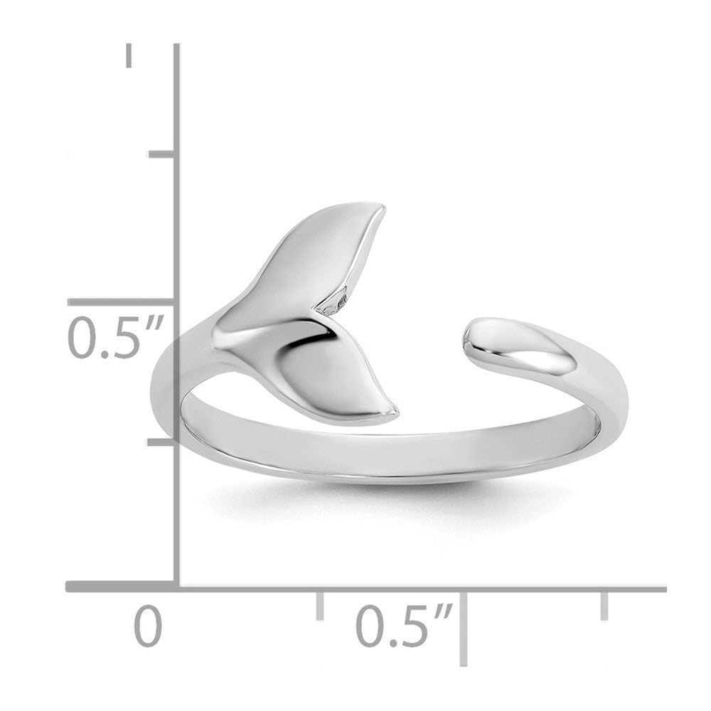 Sterling Silver Rh-plated Polished Whale Tail Ring