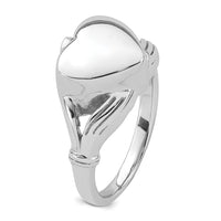 Sterling Silver RH-plated Polished Claddagh Heart Ash Holder Ring