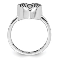 Sterling Silver Rhodium-plated Enameled Heart With Wings Ash Holder Ring
