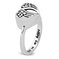 Sterling Silver Rhodium-plated Enameled Heart With Wings Ash Holder Ring