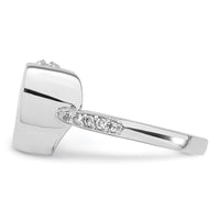 Sterling Silver RH-plated Enameled CZ Heart Paw Print Ash Holder Ring
