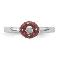 Sterling Silver Rhodium-plated Children's Enamel Donut Ring