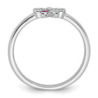 Sterling Silver Rhodium-plated Children's CZ Enamel Bow Ring