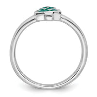 Sterling Silver Rhodium-plated Children's Enamel Christmas Tree Ring