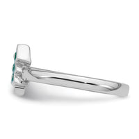 Sterling Silver Rhodium-plated Children's Enamel Christmas Tree Ring