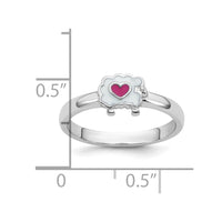 Sterling Silver Rhodium-plated Enamel Sheep w/Heart Size 3 Ring