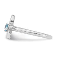 SS RH-plated Polished Light Swiss Blue Topaz Starfish Ring