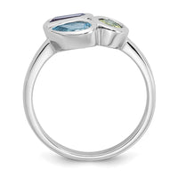 Sterling Silver RH-pltd Polished Blue Topaz/Peridot/Amethyst Ring