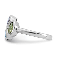 Sterling Silver RH-pltd Polished Blue Topaz/Peridot/Amethyst Ring
