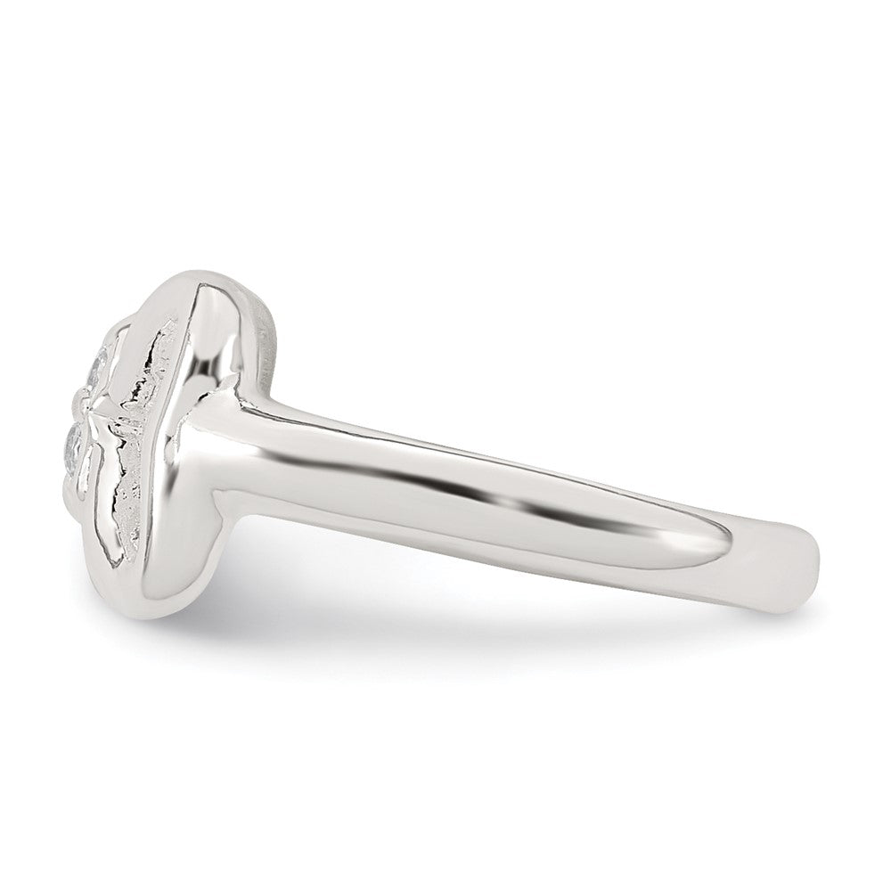 Sterling Silver Polished CZ Bow Adjustable Toe Ring
