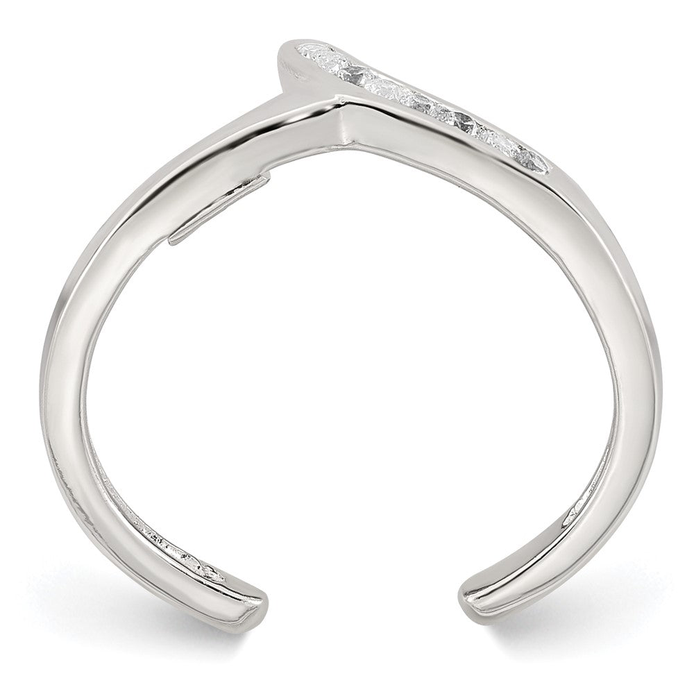 Sterling Silver Polished CZ Toe Ring