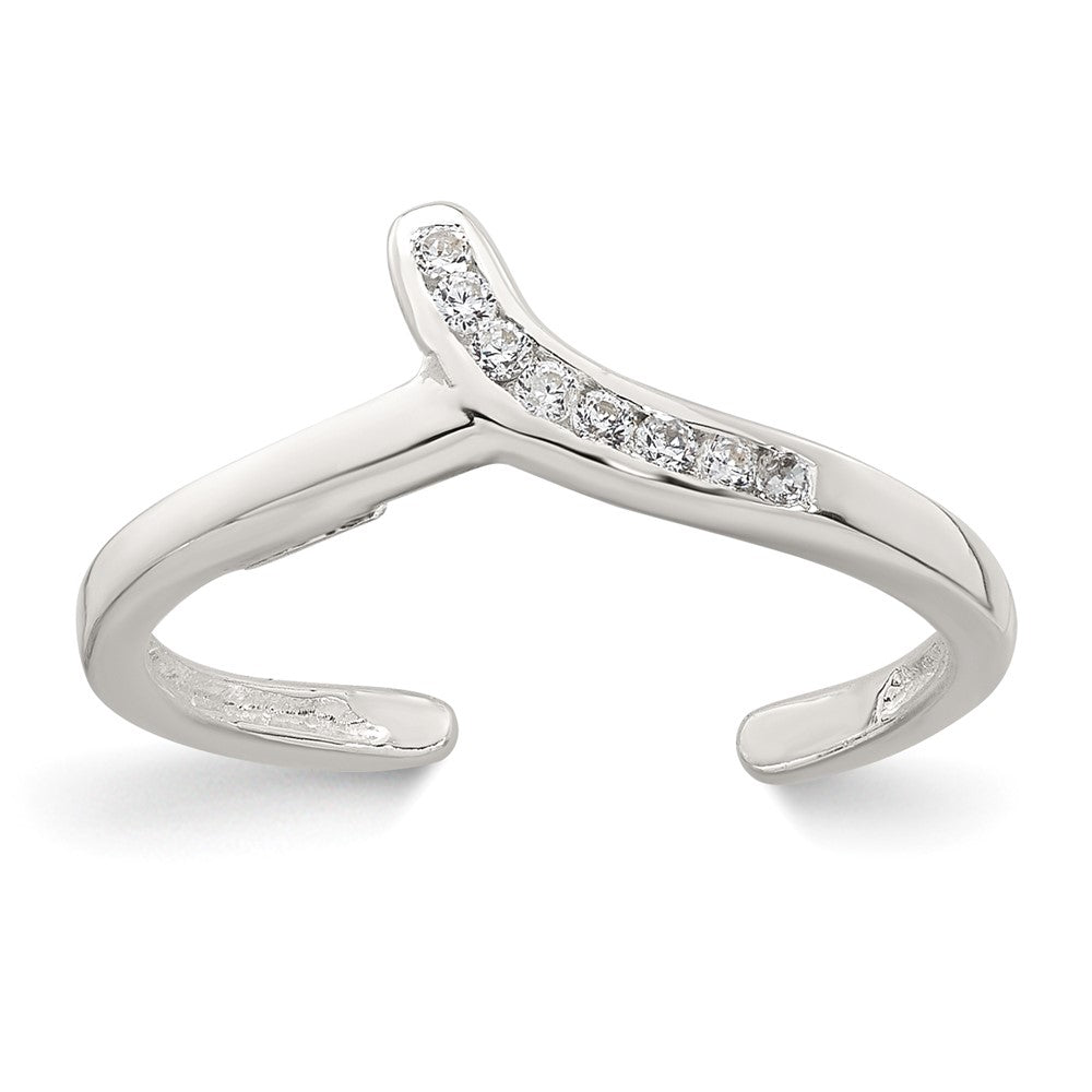 Sterling Silver Polished CZ Toe Ring