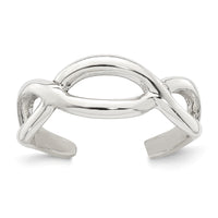 Sterling Silver Polished Criss Cross Adjustable Toe Ring