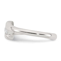 Sterling Silver Polished 3 Stone CZ Bypass Adjustable Toe Ring
