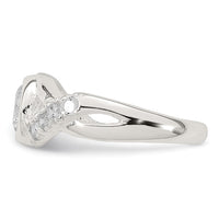 Sterling Silver Polished Fancy CZ Twisted Sides Adjustable Toe Ring