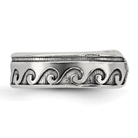Sterling Silver Polished and Antiqued Waves Toe Ring