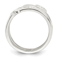 Sterling Silver Polished Hearts 3 Band Ring