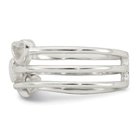 Sterling Silver Polished Hearts 3 Band Ring