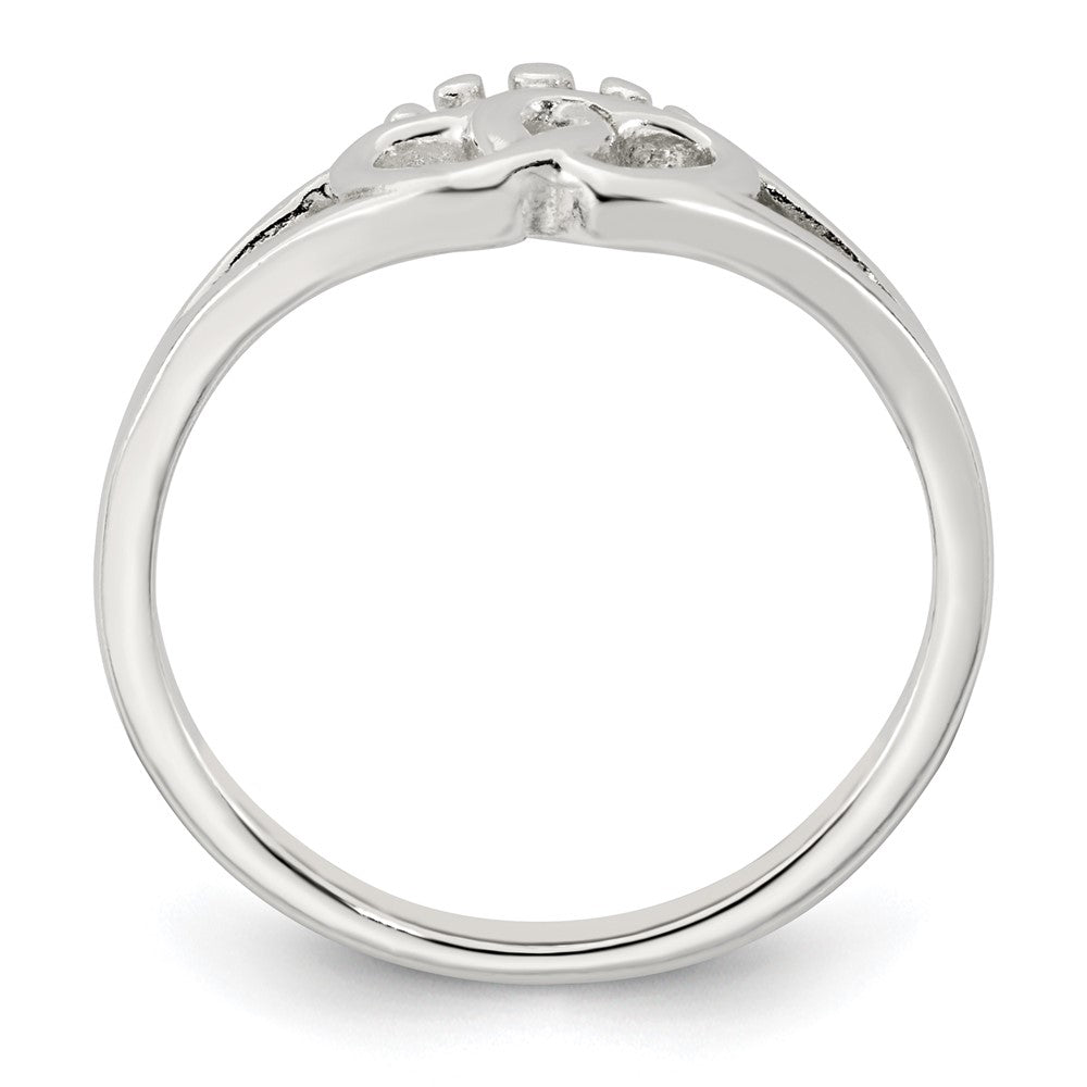Sterling Silver Polished Interlocking Hearts With Crown Ring