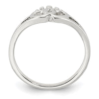 Sterling Silver Polished Interlocking Hearts With Crown Ring