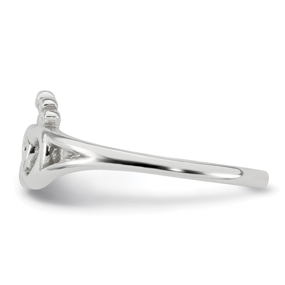 Sterling Silver Polished Interlocking Hearts With Crown Ring