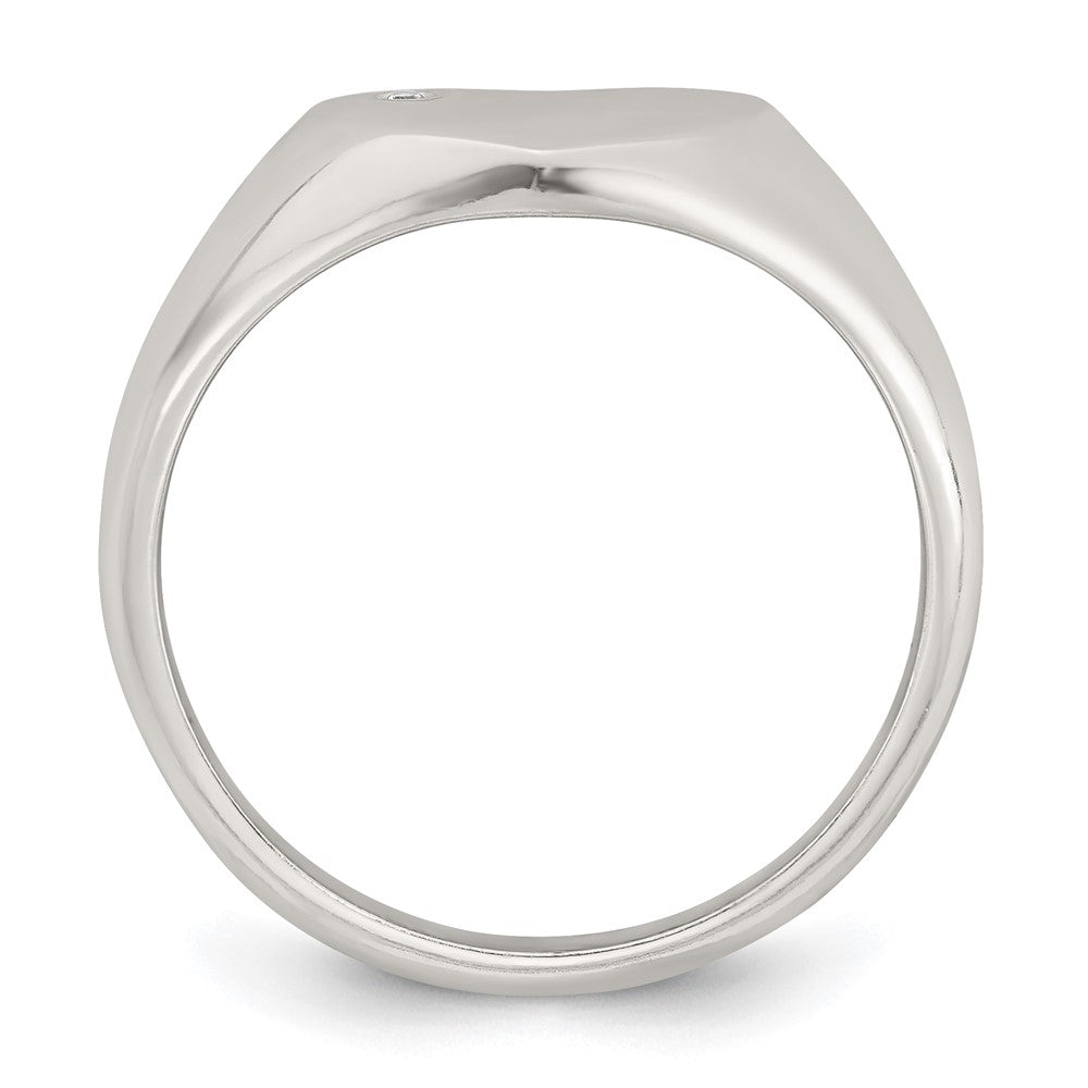 Sterling Silver Polished CZ Heart Signet Ring