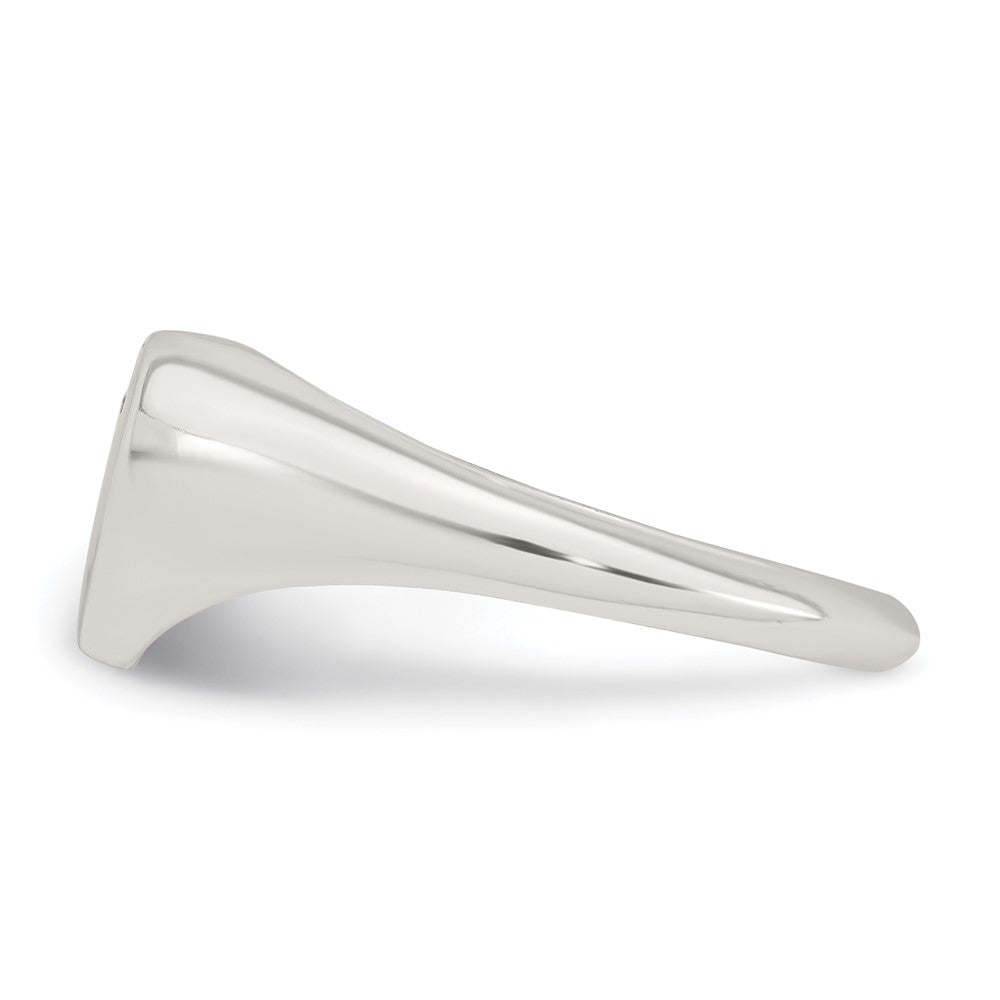 Sterling Silver Polished CZ Heart Signet Ring