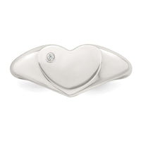 Sterling Silver Polished CZ Heart Signet Ring
