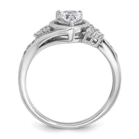 Sterling Silver Rhodium-plated Polished CZ Fancy Heart Ring