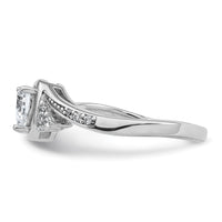Sterling Silver Rhodium-plated Polished CZ Fancy Heart Ring