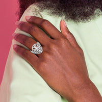 Sterling Silver Rhodium-plated Polish Tree of Life Ring