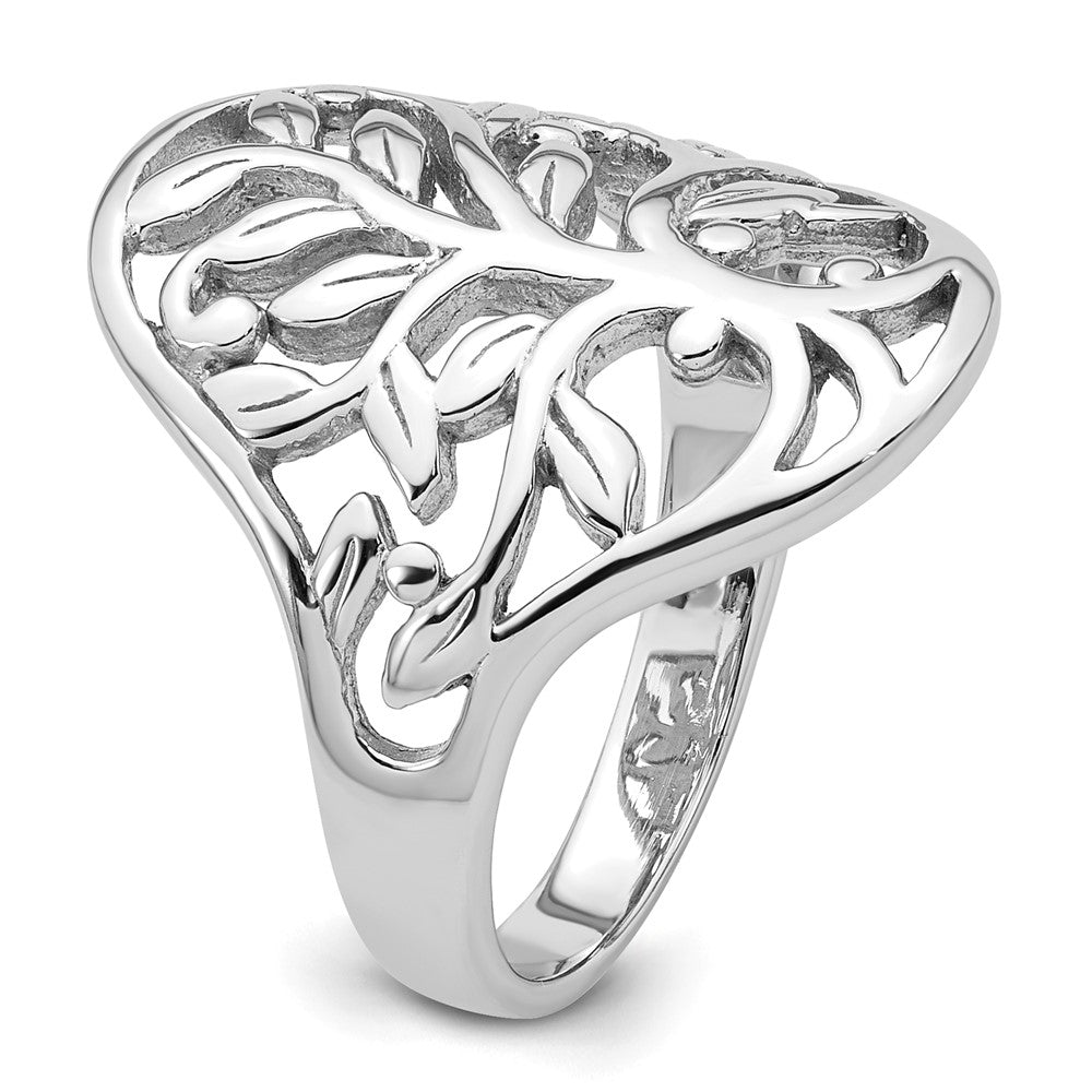 Sterling Silver Rhodium-plated Polish Tree of Life Ring