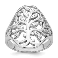 Sterling Silver Rhodium-plated Polish Tree of Life Ring
