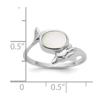 Sterling Silver Rhodium-plated Polished Mother of Pearl Dolphin Ring