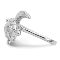 Sterling Silver Rhodium-plated Polished Turtle Ring