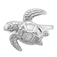 Sterling Silver Rhodium-plated Polished Turtle Ring