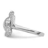 Sterling Silver Rhodium-plated Polished Turtle Ring